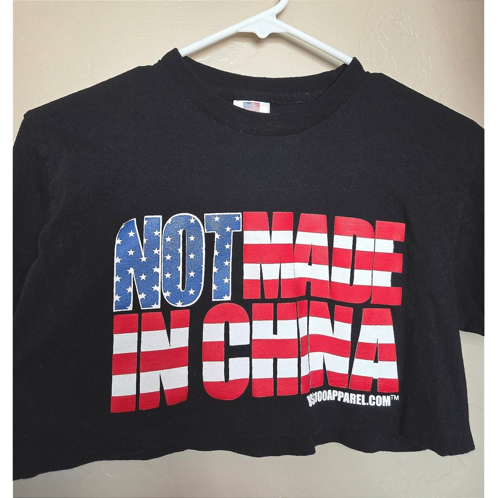 Women's Graphic T-shirt, Crop Top American Flag Small